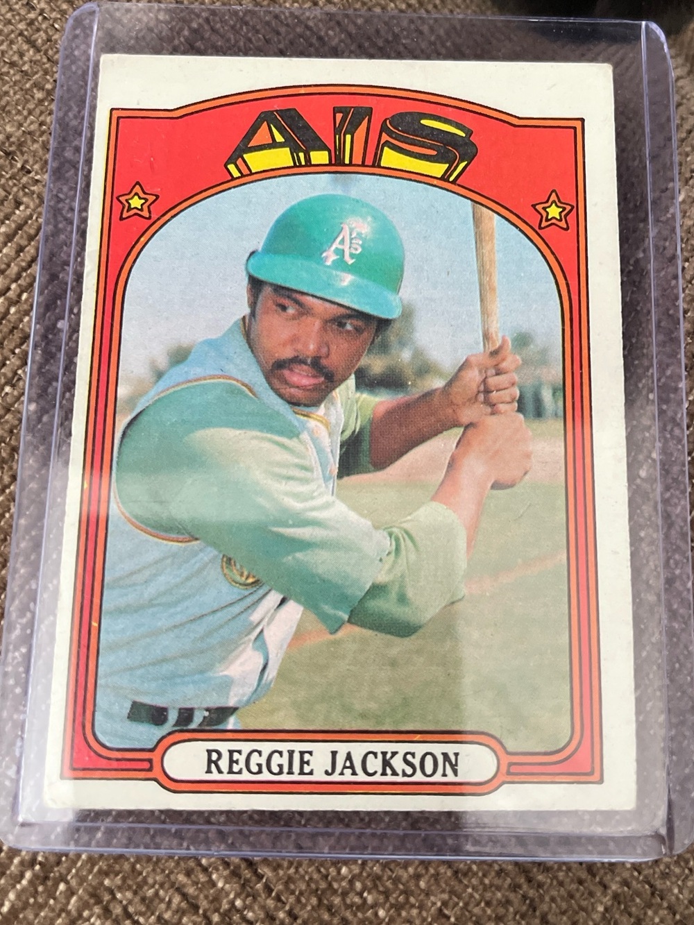 Vintage 1972 Topps Reggie Jackson #435 baseball card.